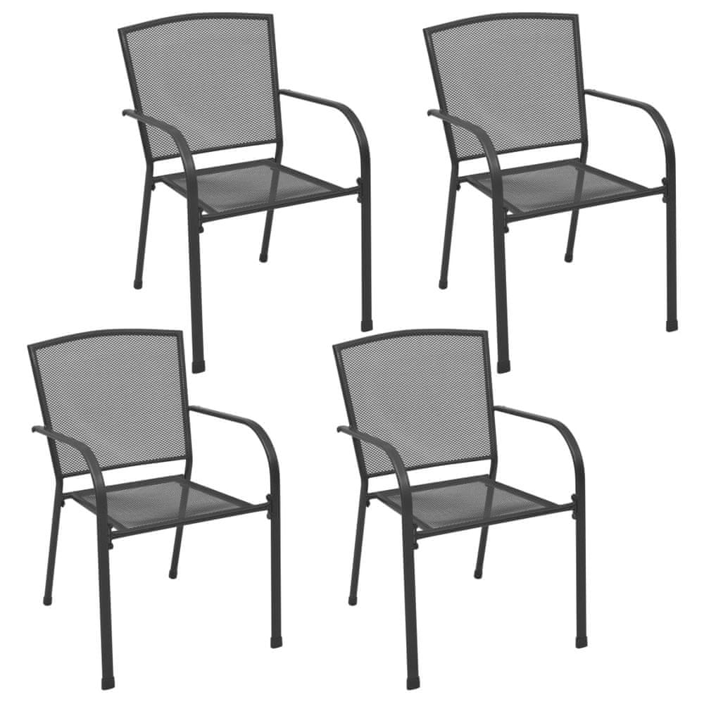 Petromila vidaXL Vonkajšie stoličky 4 ks, sieťovinový dizajn, antracitové, oceľ